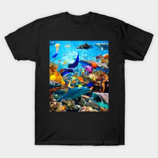 Ocean Dolphin Shark Turtle Coral Sea Fish Orca Whale Reef T-Shirt
